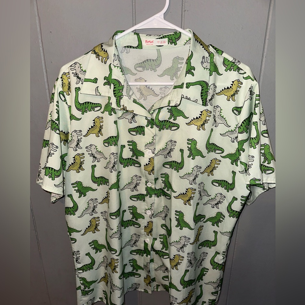 ROMWE Cartoon Dinosaur Graphic Button Front Shirt Men’s Or Women’s SOLD OUT